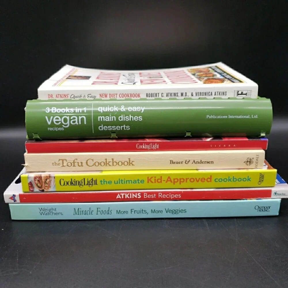 Lot of 7 Health Diet Cookbooks Atkins Vegan Tofu WW Cooking Light Variety